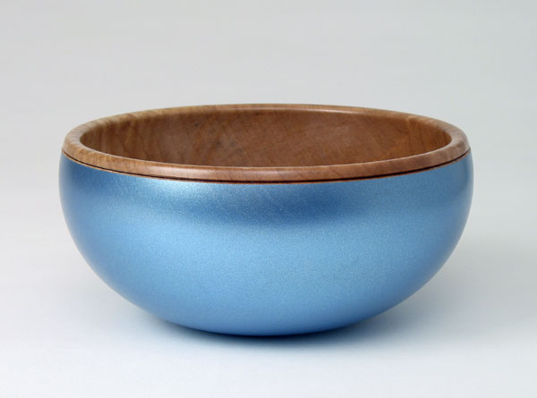 #1294 - Bowl in maple with blue lacquer
